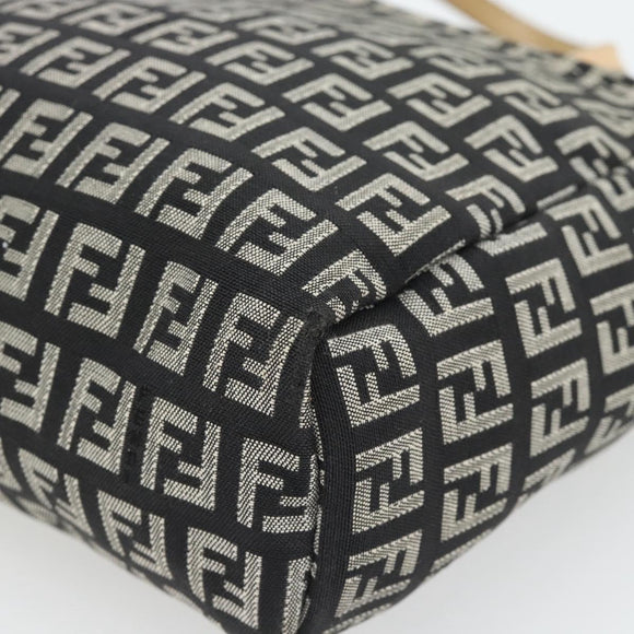 FENDI Zucchino Canvas Hand Bag Black Gold Auth 181708