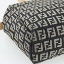 FENDI Zucchino Canvas Hand Bag Black Gold Auth 181708-14