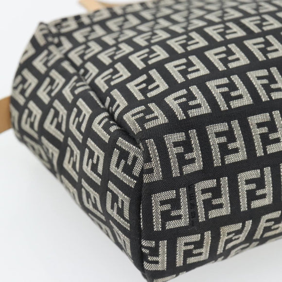 FENDI Zucchino Canvas Hand Bag Black Gold Auth 181708