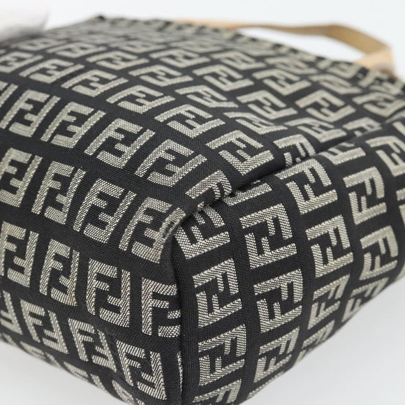 FENDI Zucchino Canvas Hand Bag Black Gold Auth 181708