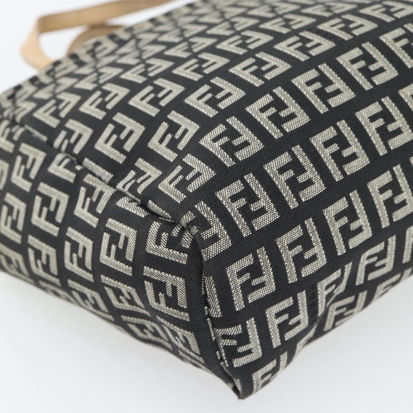 FENDI Zucchino Canvas Hand Bag Black Gold Auth 181708