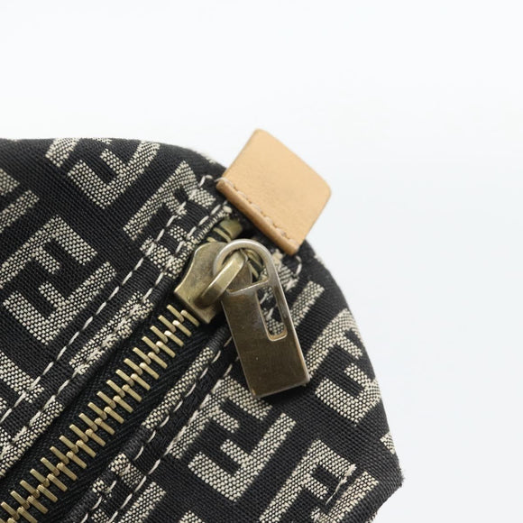 FENDI Zucchino Canvas Hand Bag Black Gold Auth 181708