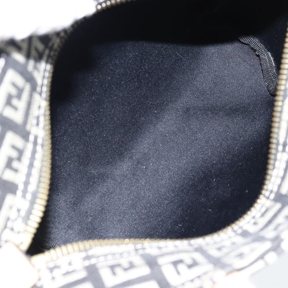 FENDI Zucchino Canvas Hand Bag Black Gold Auth 181708