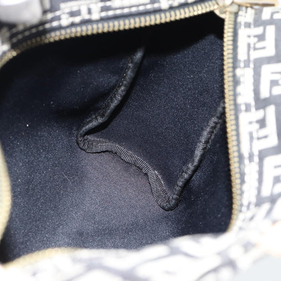 FENDI Zucchino Canvas Hand Bag Black Gold Auth 181708