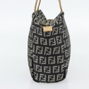FENDI Zucchino Canvas Hand Bag Black Gold Auth 181708-3