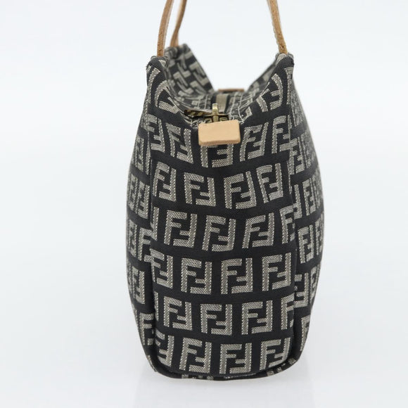 FENDI Zucchino Canvas Hand Bag Black Gold Auth 181708