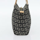 FENDI Zucchino Canvas Hand Bag Black Gold Auth 181708-4