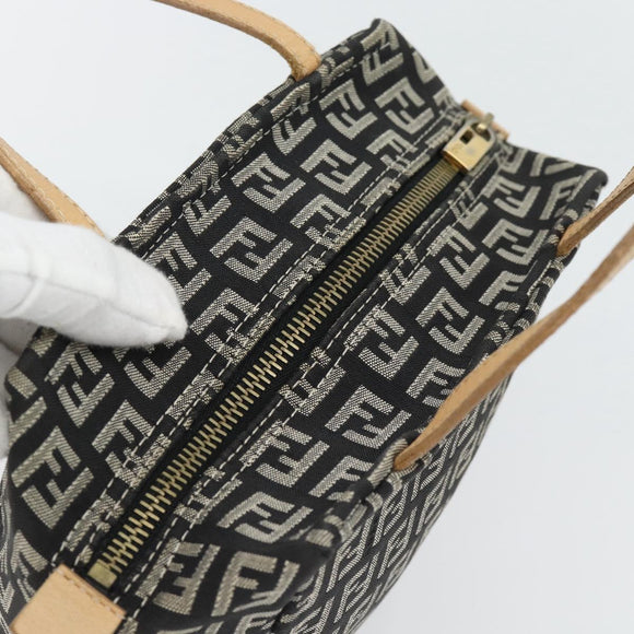 FENDI Zucchino Canvas Hand Bag Black Gold Auth 181708