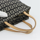 FENDI Zucchino Canvas Hand Bag Black Gold Auth 181708-7
