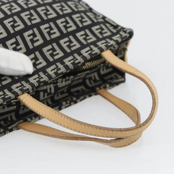 FENDI Zucchino Canvas Hand Bag Black Gold Auth 181708