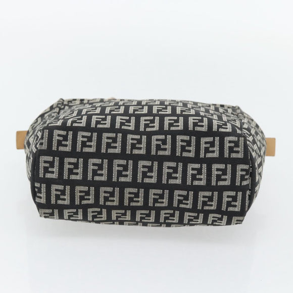 FENDI Zucchino Canvas Hand Bag Black Gold Auth 181708