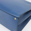 CELINE Circle Hand Bag Leather Blue Gold Auth 181709A-15