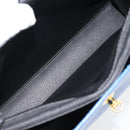 CELINE Circle Hand Bag Leather Blue Gold Auth 181709A-10