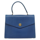 CELINE Circle Hand Bag Leather Blue Gold Auth 181709A-13