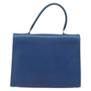 CELINE Circle Hand Bag Leather Blue Gold Auth 181709A-2
