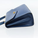 CELINE Circle Hand Bag Leather Blue Gold Auth 181709A-3