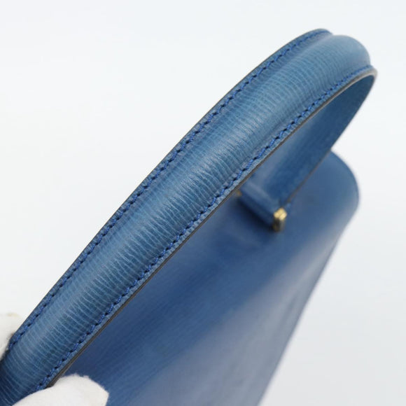 CELINE Circle Hand Bag Leather Blue Gold Auth 181709A
