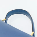 CELINE Circle Hand Bag Leather Blue Gold Auth 181709A-8