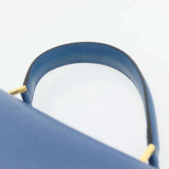 CELINE Circle Hand Bag Leather Blue Gold Auth 181709A