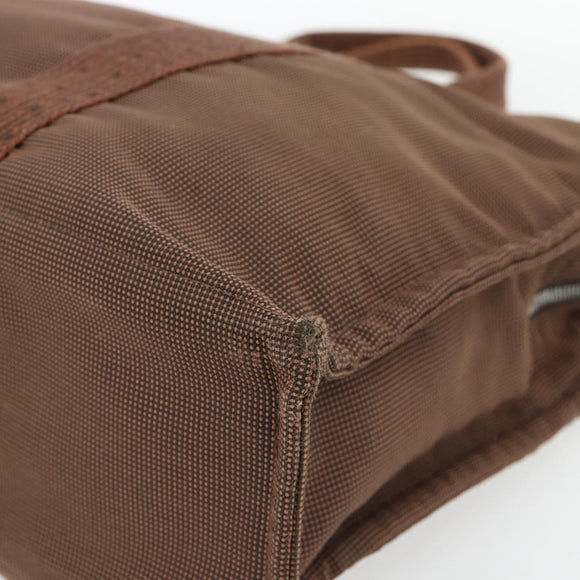 HERMES Fourre Tout MM Handtas Canvas Bruin Zilver Auth 181710