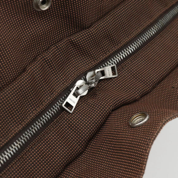 HERMES Fourre Tout MM Handtas Canvas Bruin Zilver Auth 181710