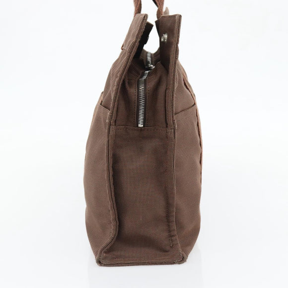 HERMES Fourre Tout MM Handtas Canvas Bruin Zilver Auth 181710