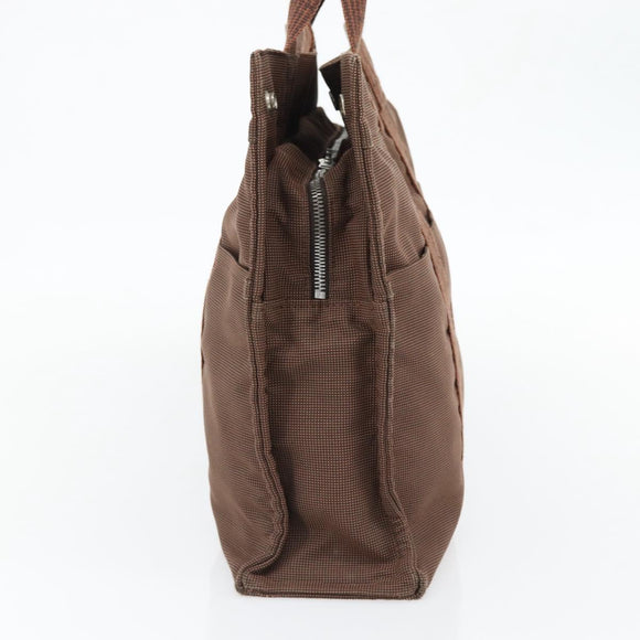 HERMES Fourre Tout MM Handtas Canvas Bruin Zilver Auth 181710