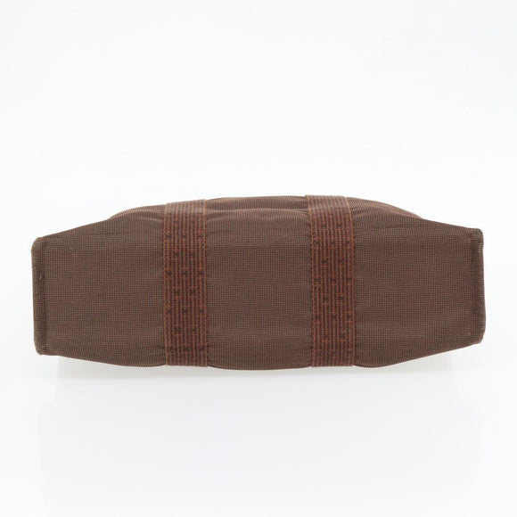 HERMES Fourre Tout MM Handtas Canvas Bruin Zilver Auth 181710