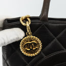 CHANEL Matelasse Reprint Tote Bag Lamb Skin Black Gold CC Auth 181711A-9
