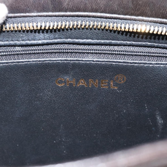 CHANEL Matelasse Reprint Tote Bag Lamb Skin Black Gold CC Auth 181711A