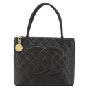 CHANEL Matelasse Reprint Tote Bag Lamb Skin Black Gold CC Auth 181711A-13