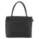 CHANEL Matelasse Reprint Tote Bag Lamb Skin Black Gold CC Auth 181711A-2