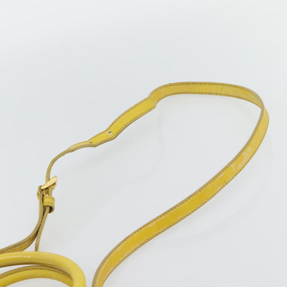 PRADA Galleria Hand Bag Patent Leather 2way Yellow Gold Auth 181712