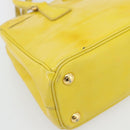 PRADA Galleria Hand Bag Patent Leather 2way Yellow Gold Auth 181712-16