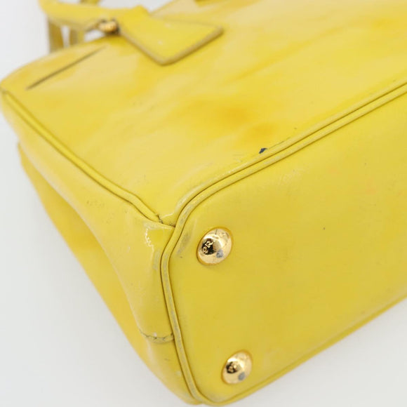 PRADA Galleria Hand Bag Patent Leather 2way Yellow Gold Auth 181712
