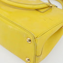 PRADA Galleria Hand Bag Patent Leather 2way Yellow Gold Auth 181712-17