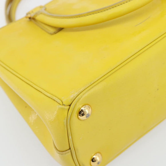 PRADA Galleria Hand Bag Patent Leather 2way Yellow Gold Auth 181712