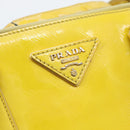 PRADA Galleria Hand Bag Patent Leather 2way Yellow Gold Auth 181712-19