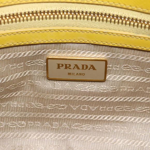 PRADA Galleria Hand Bag Patent Leather 2way Yellow Gold Auth 181712