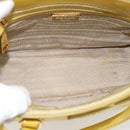 PRADA Galleria Hand Bag Patent Leather 2way Yellow Gold Auth 181712-11