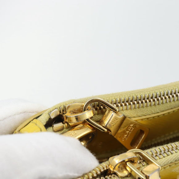 PRADA Galleria Hand Bag Patent Leather 2way Yellow Gold Auth 181712