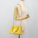 PRADA Galleria Hand Bag Patent Leather 2way Yellow Gold Auth 181712-29