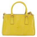 PRADA Galleria Hand Bag Patent Leather 2way Yellow Gold Auth 181712-2