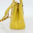 PRADA Galleria Hand Bag Patent Leather 2way Yellow Gold Auth 181712-4