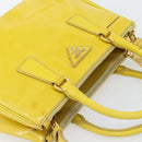 PRADA Galleria Hand Bag Patent Leather 2way Yellow Gold Auth 181712-6