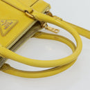PRADA Galleria Hand Bag Patent Leather 2way Yellow Gold Auth 181712-7