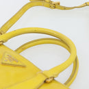 PRADA Galleria Hand Bag Patent Leather 2way Yellow Gold Auth 181712-14