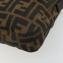 FENDI Zucca Canvas Mamma Baguette Shoulder Bag Black Brown Auth 181715V-15