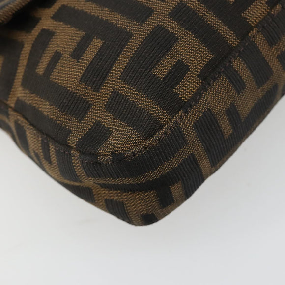 FENDI Zucca Canvas Mamma Baguette Shoulder Bag Black Brown Auth 181715V