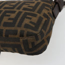 FENDI Zucca Canvas Mamma Baguette Shoulder Bag Black Brown Auth 181715V-17